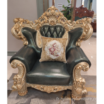 Canapé de salon capitonné chesterfield en cuir véritable de luxe